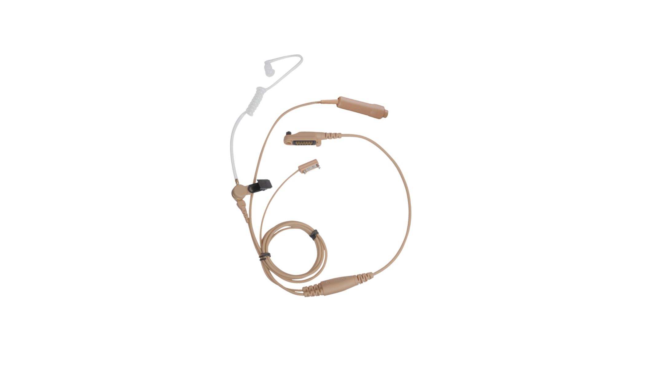 Beige Earpiece with Acoustic Tube, Microphone and PTT -- for HP5, HP6, HP7, PD6, X1 series and PDC680, PDM680, PTC680, Z1p, PT590